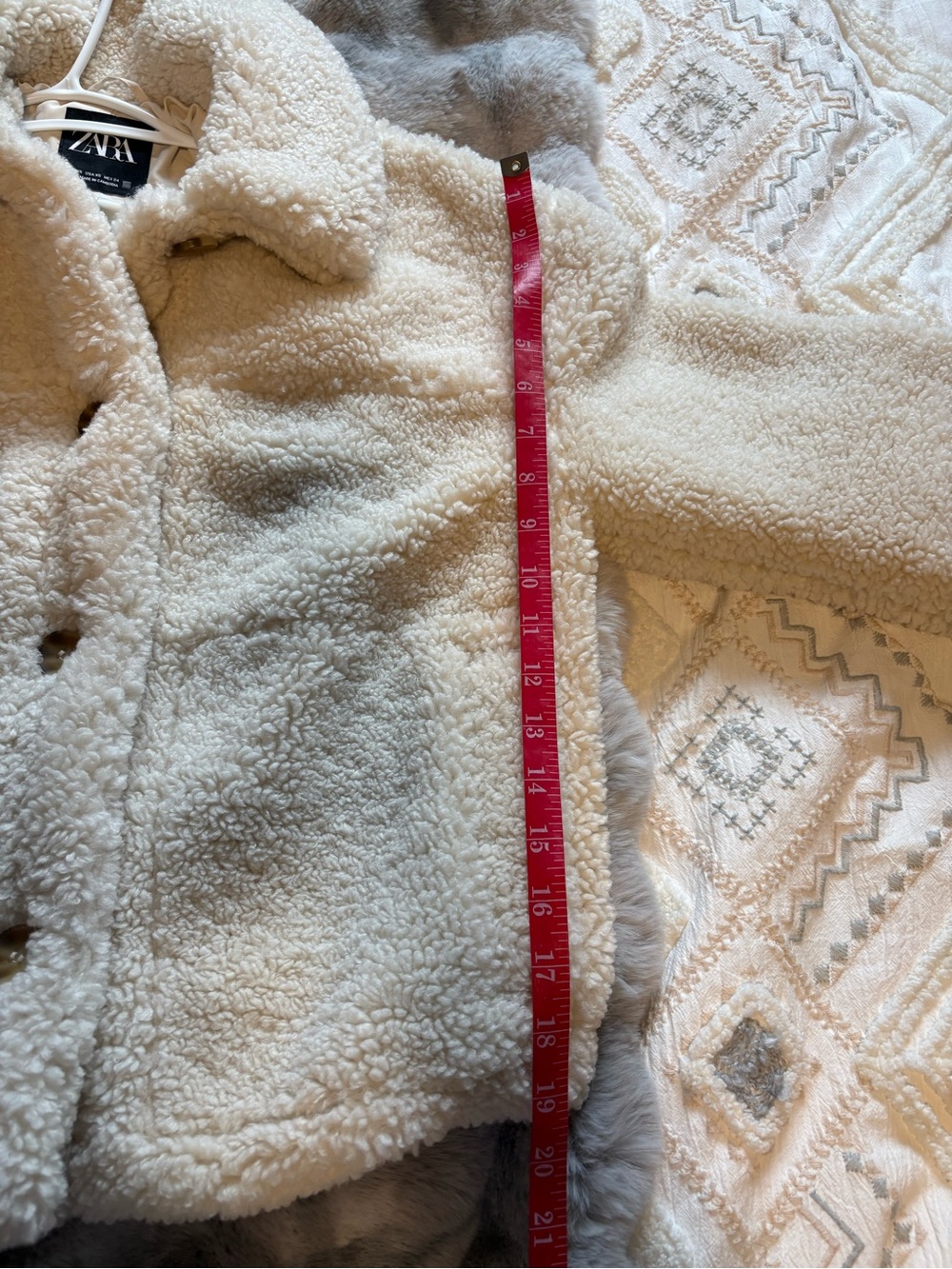 ZARA Women’s XS Cream Sherpa Button-Up Jacket - measurements in pics - Picture 10 of 14